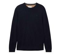 Pull en coton marine uni avec une coupe droite et un col rond S