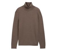 Pull en coton marron uni avec une coupe droite et un col roulé 2XL