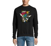 Pull en coton noir avec motif tête de mort et colombe