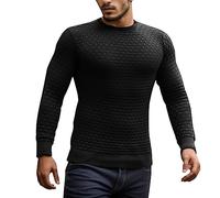 Pull en coton noir pour homme - Sans capuche - 4XL - Pull de Noël - Rouge - Pull de travail pour homme - Col rond, a noir, L