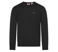 Pull en coton noir uni avec une coupe droite un col rond et des manches longues XL