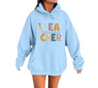 Pull en coton pour femme pour la rentrée scolaire. Design décontracté à col rond avec motif. Parfait pour combiner avec des jeans. Utilisation polyvalente pour cadeaux de relations printanières, bleu
