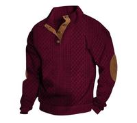 Pull en coton pour homme - Style décontracté - Bouton en cachemire - Manches longues - Pull à manches longues - Pull à col en V - Pull thermique pour la saison froide, bordeaux, M