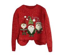 Pull en crochet pour femme Noël hiver haut tendance femmes décontracté couleur unie imprimé de Noël manches longues sweat à capuche Lazy Lays Sweatshirt, Rouge, L