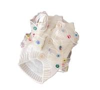 Pull en Dentelle for Chien, Broderie Florale, Tricot Teddy Chaud, Manteau d'hiver Blanc Classique, vêtements Animaux de Compagnie, Belle Chemise à Boutons Ouverts(L)