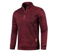 Pull en Grosse Maille À Col Camionneur pour Homme Pull-Over avec col Droit Décontractée Chemise Tricotée à Demi-Zip Haut Thermique Automne et Hiver Chaud Pull Tricoté