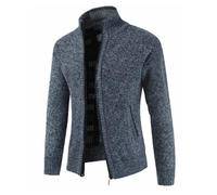 Pull en Grosse Maille À Col Camionneur pour Homme Pull-Over avec col Droit Décontractée Chemise Tricotée à Demi-Zip Haut Thermique Automne et Hiver Chaud Pull Tricoté