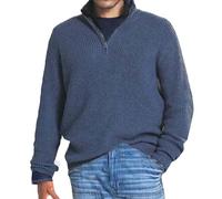 Pull en Grosse Maille À Col Camionneur pour Homme Pull-Over avec col Droit Décontractée Chemise Tricotée à Demi-Zip Haut Thermique Automne et Hiver Chaud Pull Tricoté