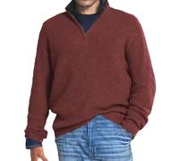 Pull en Grosse Maille À Col Camionneur pour Homme Pull-Over avec col Droit Décontractée Chemise Tricotée à Demi-Zip Haut Thermique Automne et Hiver Chaud Pull Tricoté