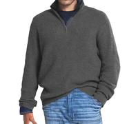 Pull en Grosse Maille À Col Camionneur pour Homme Pull-Over avec col Droit Décontractée Chemise Tricotée à Demi-Zip Haut Thermique Automne et Hiver Chaud Pull Tricoté