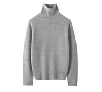 Pull en laine à sept aiguilles pour femme - Col roulé - Sans couture - Automne et hiver, Gris de haute qualité, L