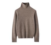 Pull en laine à sept aiguilles pour femme - Col roulé - Sans couture - Automne et hiver, moka, XXL