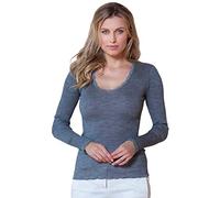 Pull en laine et microfibre plissé EGI femme manches longues art. 307, gris, S-M