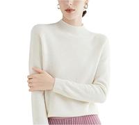 Pull en laine mérinos 100% col montant prêt-à-porter pour femme Youllyuu, tricoté uni, blanc, L