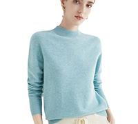 Pull en laine mérinos 100% col montant prêt-à-porter pour femme Youllyuu, tricoté uni, M
