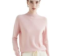 Pull en laine mérinos 100% col montant prêt-à-porter pour femme Youllyuu, tricoté uni, rose, XL