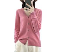 Pull en laine mérinos pour femme 100 % tricot col en V Version coréenne polyvalente Hiver Cachemire, Wq015 Fen, S