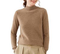 Pull en laine pour femme avec 35 % mélange de cachemire, pull en tricot sans couture de qualité supérieure, col montant, pull décontracté à manches longues en laine de cachemire, Velours violet camel