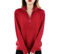 Pull en Laine pour Femme Cardigan À Double Fermeture Éclair Fashion Tops Tricotés Décontractés
