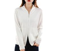 Pull en Laine pour Femme Cardigan À Double Fermeture Éclair Fashion Tops Tricotés Décontractés