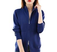 Pull en Laine pour Femme Cardigan À Double Fermeture Éclair Fashion Tops Tricotés Décontractés