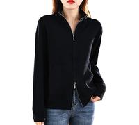 Pull en Laine pour Femme Cardigan À Double Fermeture Éclair Fashion Tops Tricotés Décontractés