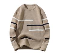 Pull en laine pour homme automne et hiver 2026 - Pull à col rond - Couleur assortie à tous les hauts, kaki, XXL