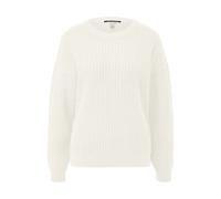 Pull en mÃ©lange de coton structure tricotÃ©e femme QS Blanc 2XL