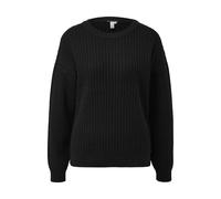 Pull en mÃ©lange de coton structure tricotÃ©e femme QS Noir S