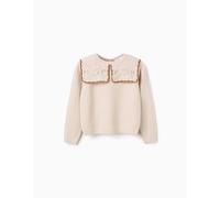 Pull En Maille Avec Col Maxi En Crochet B&s Beige Clair 9/10A