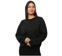 Pull en maille côtelée en crochet tressé avec fils dorés.Modèles à manches longues ballons. pour femme - Pulls - La Modeuse Taille unique