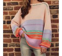 Pull en maille femme grande taille style européen et américain, élégant, doux, jeune et vibrant, blocs de couleurs, manches longues, automne/hiver 1XL,2XL,3XL,4XL,5XLTribalTissu tricoté