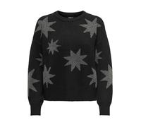 ONLY ONLROSIE LS O-Neck KNT Pull-Over, Black/Pattern:Dull Silver Glitter, S Femme