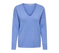 Pull en Maille structurée pour Femmes à col en V. Pull Ample à Manches Longues. Tunique ONLRICA Life., Couleurs:Bleu, Taille:XL
