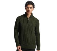Pull en maille torsadée 1/2 zippé Superdry Vintage Jacob Vert M