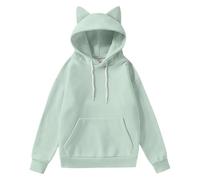 Pull en molleton pour femme mignon - Sweat à capuche pour femme Royaume-Uni surdimensionné léger chapeau oreilles de chat Sweat à capuche fantaisie avec poche et cordon de serrage Sweat décontracté