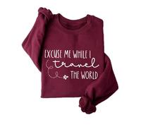 Pull en polaire Excuse Me While I Travel The World pour femme, bordeaux, M