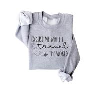 Pull en polaire Excuse Me While I Travel The World pour femme, gris, L