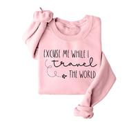 Pull en polaire Excuse Me While I Travel The World pour femme, rose, L