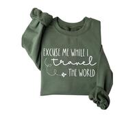 Pull en polaire Excuse Me While I Travel The World pour femme, Vert, S
