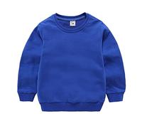 Pull en polaire pour bébé garçon et fille - Couleur unie - Col rond - Chemisier - T-shirt - Automne - Manches longues - Chaud - Poignets côtelés - Streetwear, bleu, 3-4 ans