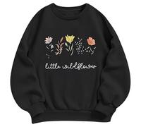 Pull en polaire pour femme - Automne - Hiver - Col rond - Lettre de Noël - Coupe ample - Satin, Noir , 5-6 ans