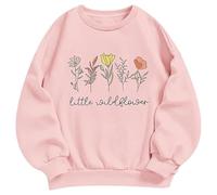 Pull en polaire pour femme - Automne - Hiver - Col rond - Lettre de Noël - Coupe ample - Satin, Rose, 9-10 ans