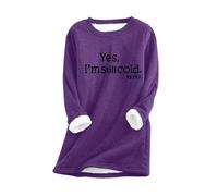 Pull en polaire pour femme - Pull chaud en sherpa - Couleur unie - Col rond - Manches longues - Haut épais - Oui, « I'm Still Cold -me » - 24:7 - En peluche composite froide, Violet, 4XL