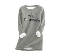 Pull en polaire pour femme - Pull chaud en sherpa - Couleur unie - Col rond - Manches longues - Haut épais - Oui, « I'm Still Cold -me » - 24:7 - En peluche composite froide, gris, 4XL