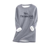 Pull en polaire pour femme - Pull chaud en sherpa - Couleur unie - Col rond - Manches longues - Haut épais - Oui, « I'm Still Cold -me » - 24:7 - En peluche composite froide, bleu, XXL