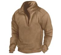 Pull en polaire pour homme | Demi-fermeture éclair - Sweat tactique militaire - Pull de combat d'extérieur - Haut à col polo - Manches longues - Coupe-vent - Sweat-shirt de sport pour l'automne et