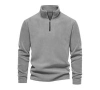 Pull en polaire semi-zippé pour homme avec fermeture éclair 1/4 - Haut isolant thermique professionnel - Pull interactif extra chaud - Pull à col montant - Doux au toucher - Veste polaire à manches