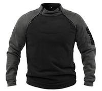 Pull en polaire tactique de combat pour hommes - Col montant avec fermeture éclair latérale - Chaud pour une œuvre d'inspiration militaire et un style de vie en plein air, gris, XXL