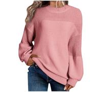 Pull en tricot à col rond uni à manches longues pour femme - Pull ample pour printemps - Grande taille - Automne et hiver - Pull basique élégant en tricot confortable - Chemises décontractées, 1 #